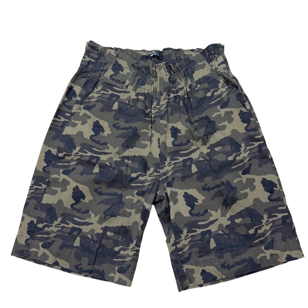 American Bazi Shorts Womens 1X Green Camo Paperbag Waist High Rise RSS-20498P